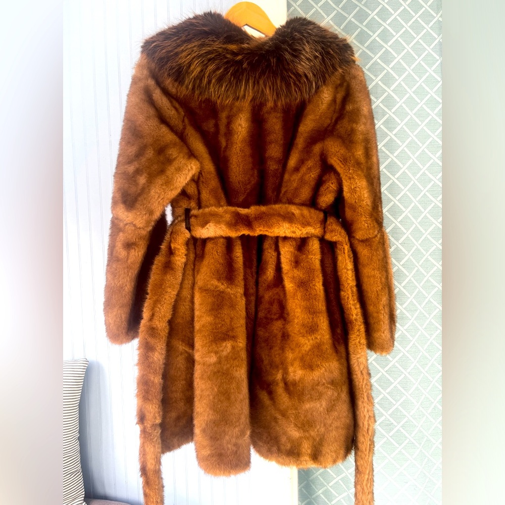 Faux fur winter jacket with fox collar